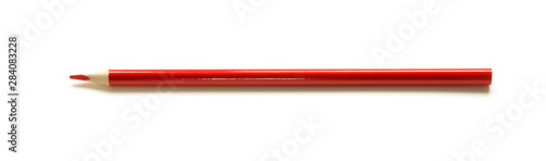 Red color pencil on white background. - Image