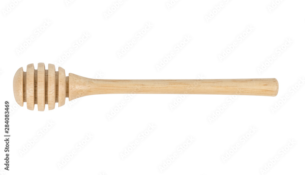 Wood honey dipper isolated on white background Wood honey dipper isolated on white background