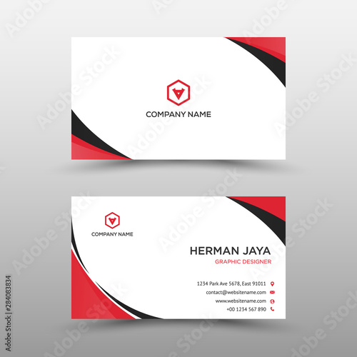 Red and Black  Creative  Double-sided Business Card Template. Flat Design Vector Illustration. Stationery Design vector