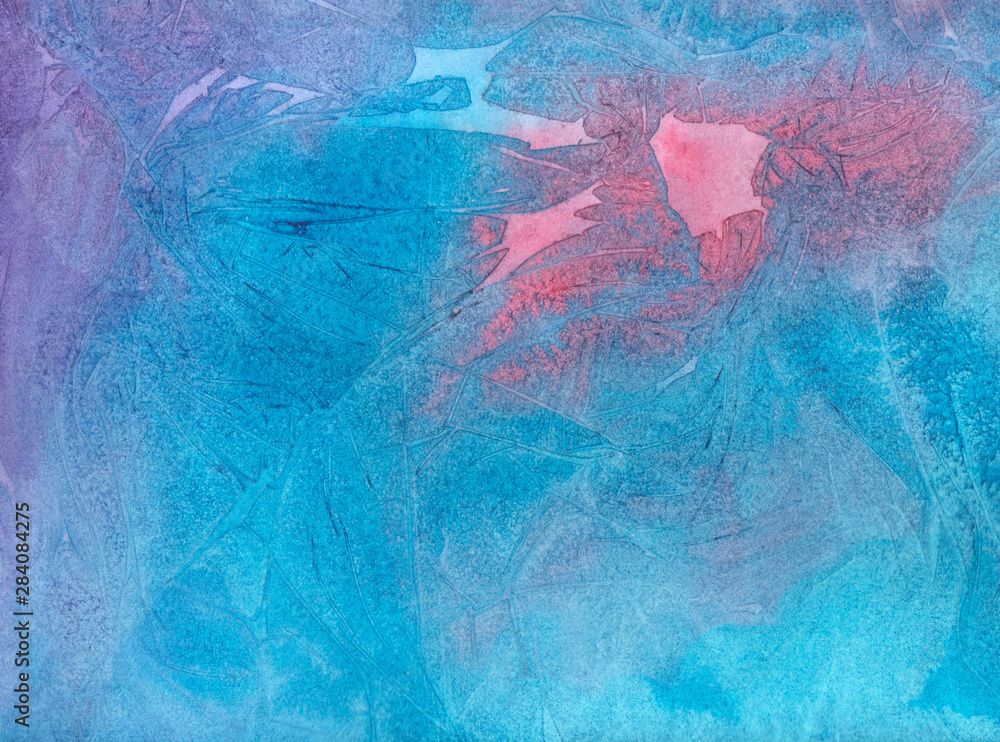 Fototapeta premium Blue-pink abstract background using lines drawn in watercolor