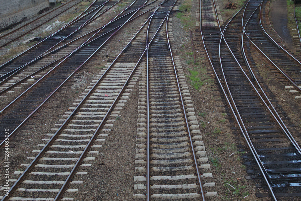 Railway tracks at a train station
