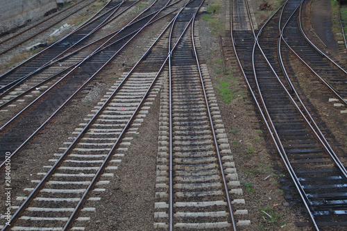 Railway tracks at a train station