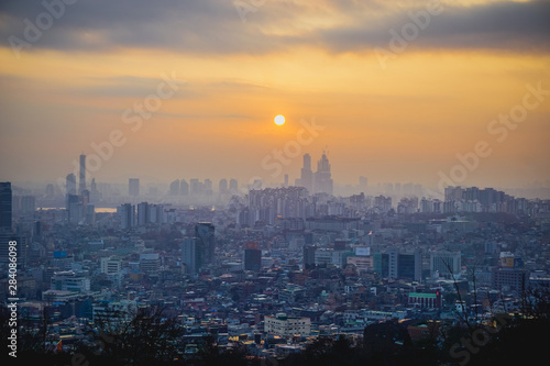 Seoul sunset view in winter season. South Korea © Pavel