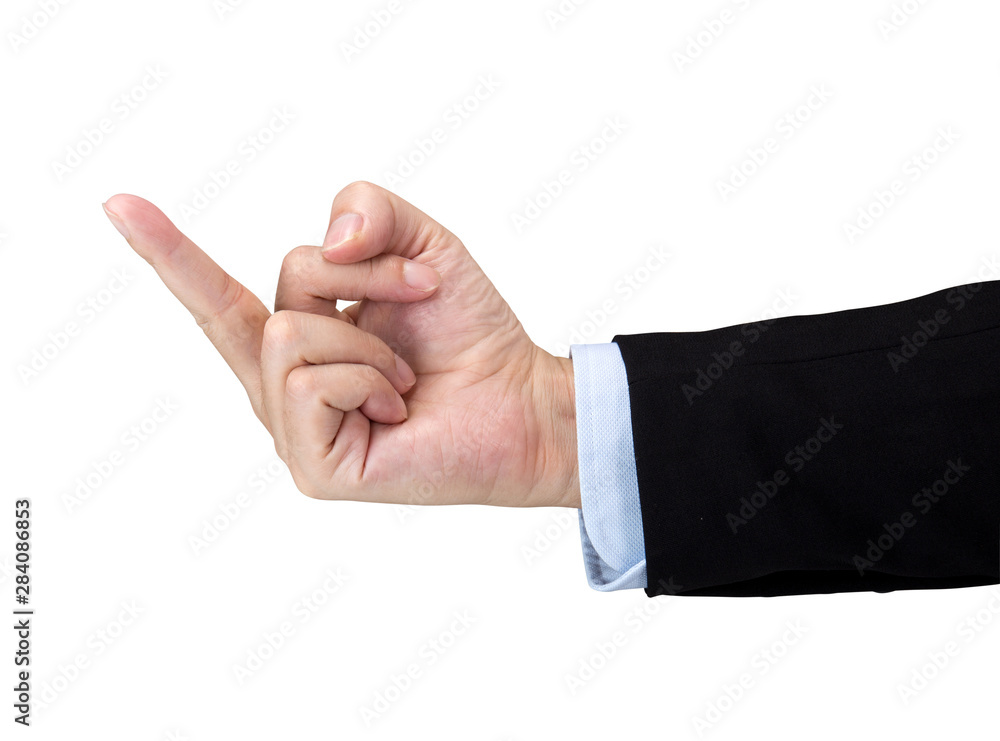 Businessman is showing the middle finger isolated on white Businessman is showing the middle finger isolated on white