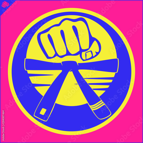 Karate emblem. Martial art creative colored simbol design. Vector, EPS.