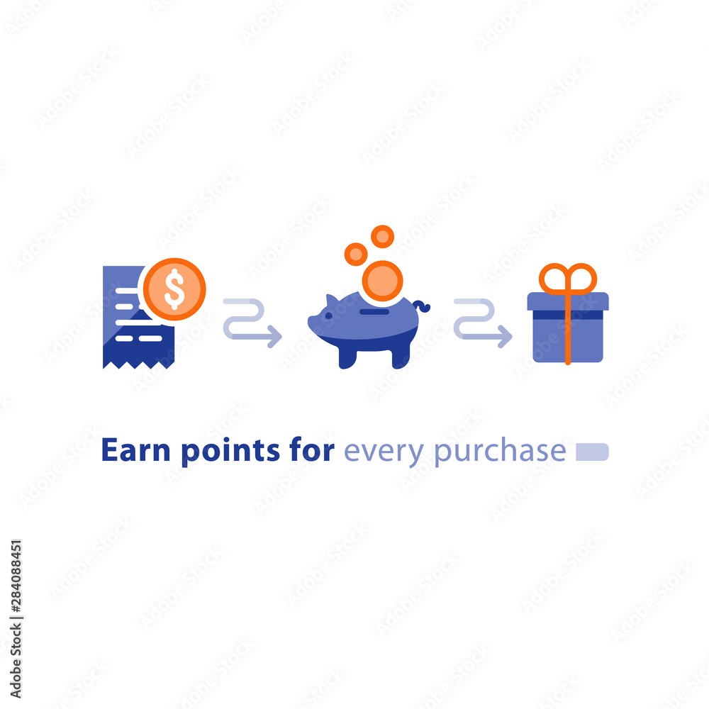 Фотография Loyalty program concept, earn points, win gift, shopping incentive, flat icons