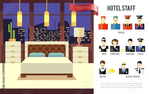 Flat Hotel Colorful Concept
