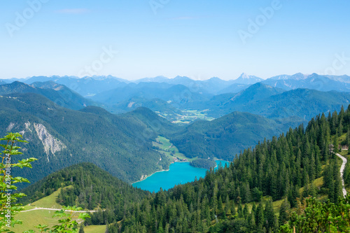 Walchensee view The Alps background in Germany land in the region of Garmisch-Partenkirchen emerald water © Gandarina Ekaterina