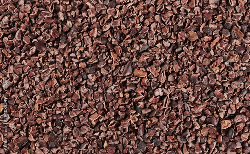 Chopped cocoa pile background and texture