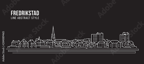 Tableau sur toile Cityscape Building Line art Vector Illustration design - Fredrikstad city