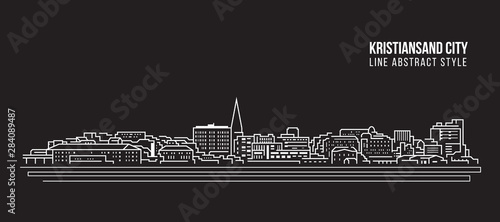 Cityscape Building Line art Vector Illustration design - Kristiansand city