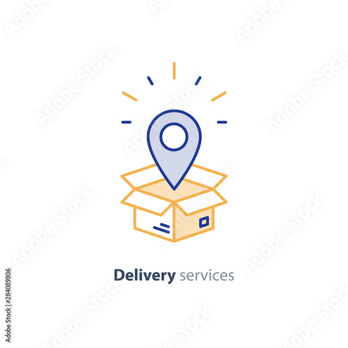 Delivery and packaging, transportation services line icon