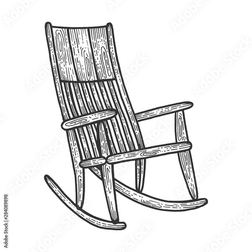 Rocking chair sketch engraving vector illustration. Scratch board style imitation. Hand drawn image.