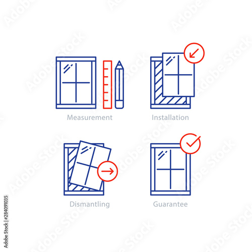 Window replacement order, measurement and dismantling old window icon