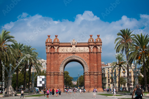 BARCELONA, SPAIN - SEPTEMBER 13, 2014: Arch of Triumph in ciutadella park, an archway structure built by the architect Josep Vilaseca i Casanovas. Ciutadella Parc is a park in Ciutat Vella district,