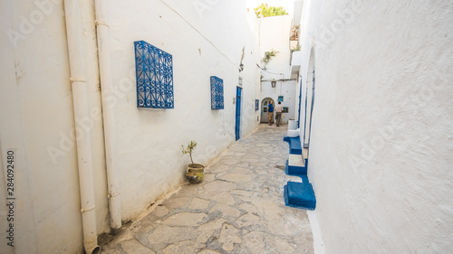 Hammamet Medina streets with blue walls. Tunis, north Africa © gorskayaphoto