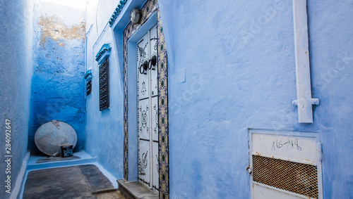 Hammamet Medina streets with blue walls. Tunis, north Africa photo