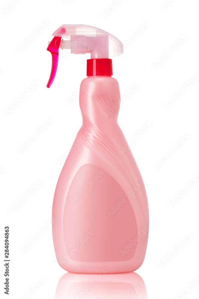 White blank plastic spray bottle isolated on white with clipping path. Packaging mockup. White blank plastic spray bottle isolated on white with clipping path. Packaging mockup.