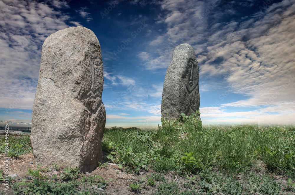 A stone headstone from the ancient world of the nomads. The original name of the monument - 