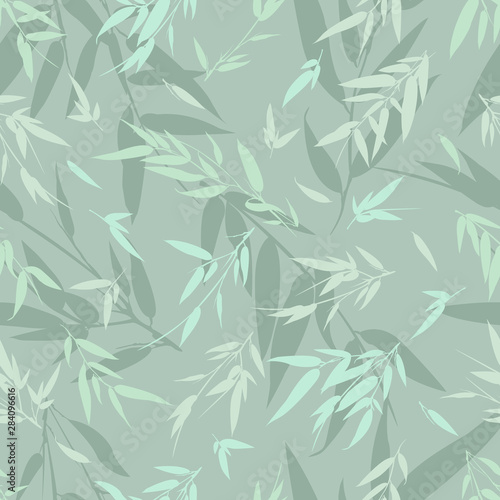 Bamboo green branches seamless background. Vector illustration. © serjiob74