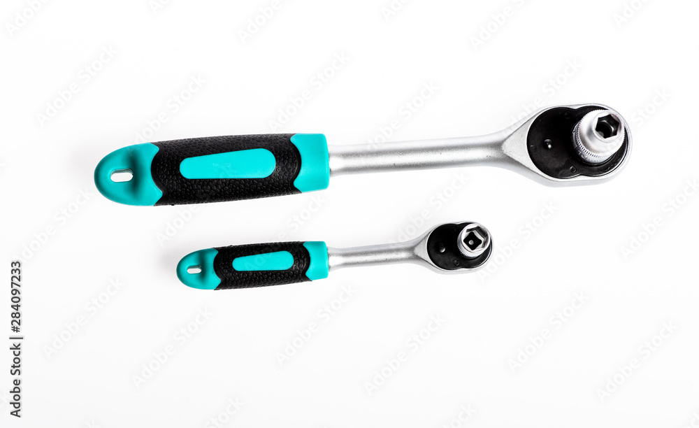 socket wrench isolated on white background. Wrenches of various sizes. multi purpose tool kit. Chrome Vanadium Steel. metallized fix equipment. socket wrench isolated on white background socket wrench isolated on white background. Wrenches of various sizes. multi purpose tool kit. Chrome Vanadium Steel. metallized fix equipment. socket wrench isolated on white background