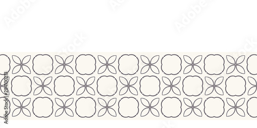 Seamless border pattern hand drawn ornamental azulejo mosaic background. Geometric monochrome stripe. Vector intricate line art ribbon edging trim