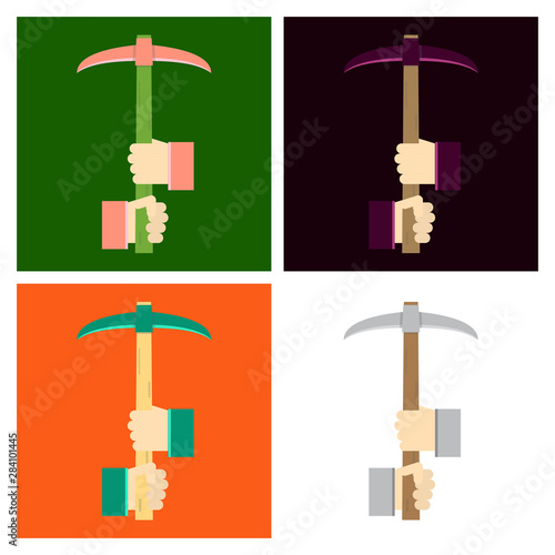 Pickaxe breaking mountain linear icon. Mining. Navvy pick. Contour symbol. Editable stroke