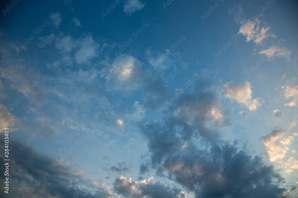  Natural background with sky and clouds. Dramatic sky with clouds. Dark sky with Cumulus clouds.