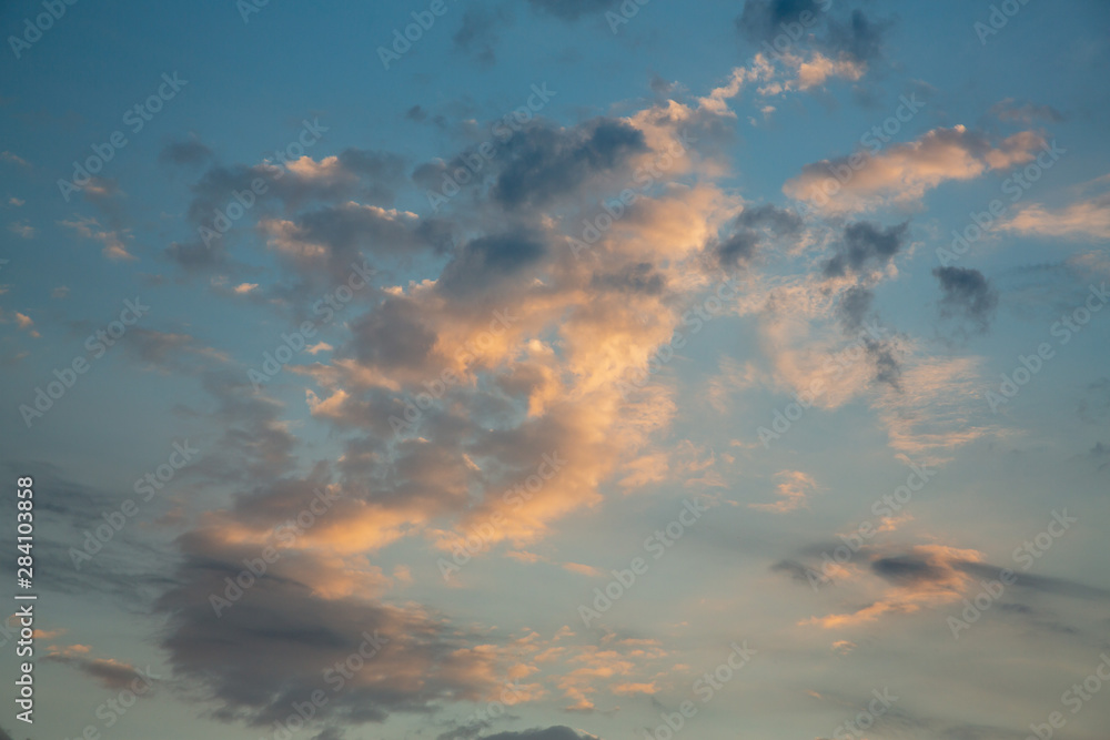  Natural background with sky and clouds. Dramatic sky with clouds. Dark sky with Cumulus clouds.