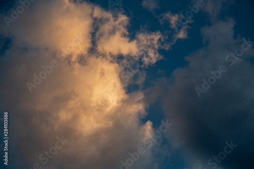  Natural background with sky and clouds. Dramatic sky with clouds. Dark sky with Cumulus clouds.