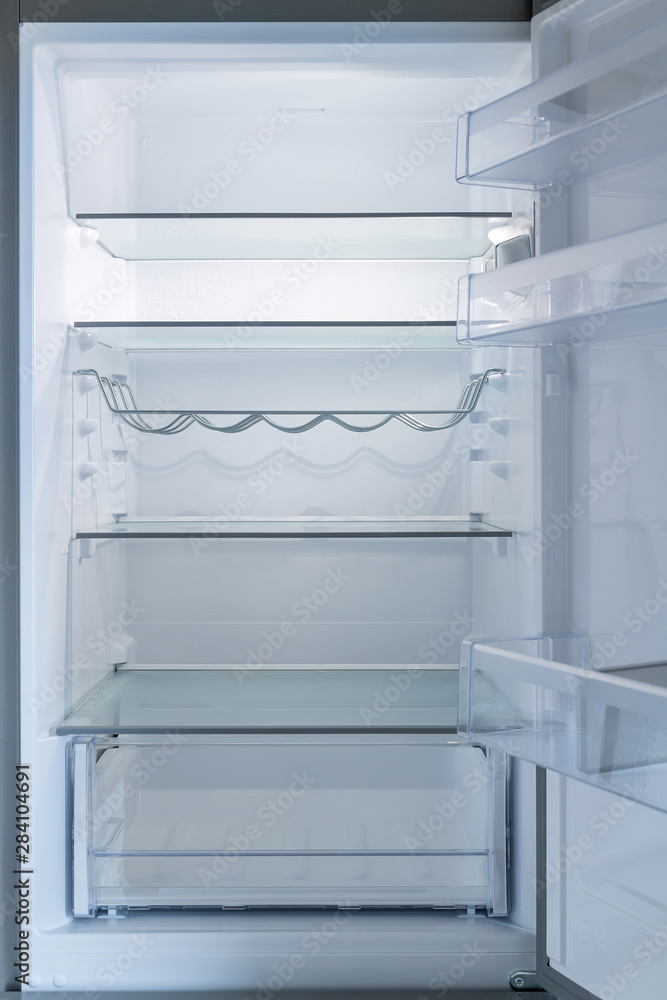 Open empty fridge with LED Light Open empty fridge with LED Light
