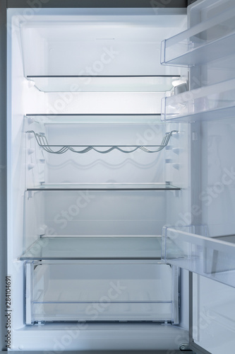 Open empty fridge with LED Light