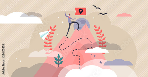 Pioneer vector illustration. Flat tiny first exploration persons concept.