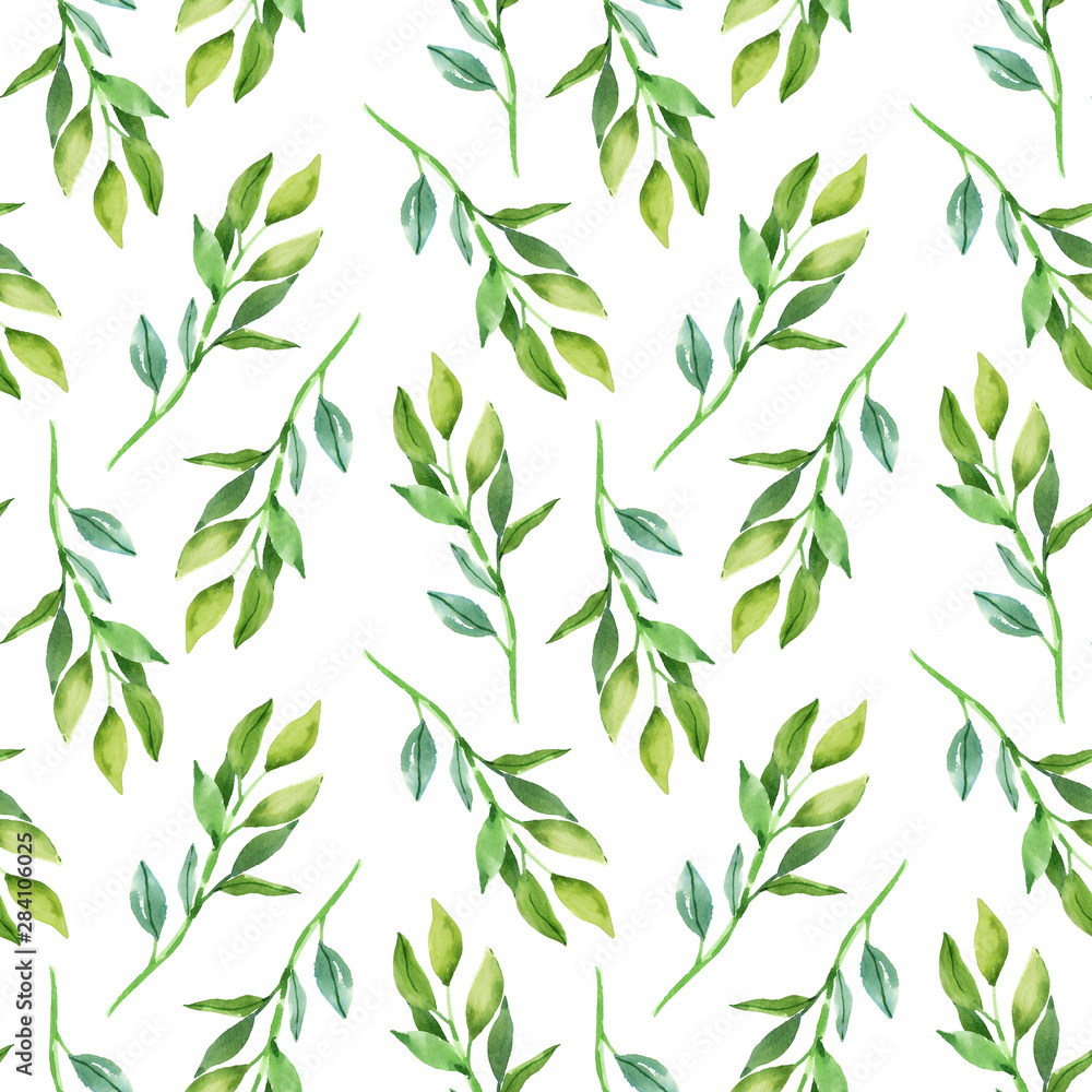 Water-colour hand painted botanical leaves and branches illustration seamless pattern, wallpaper, wrapping paper. Water-colour hand painted botanical leaves and branches illustration seamless pattern, wallpaper, wrapping paper.