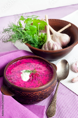 Holodnik - traditional Lithuanian (Russian, Ukrainian, Belorussian, Polish) cold beetroot soup