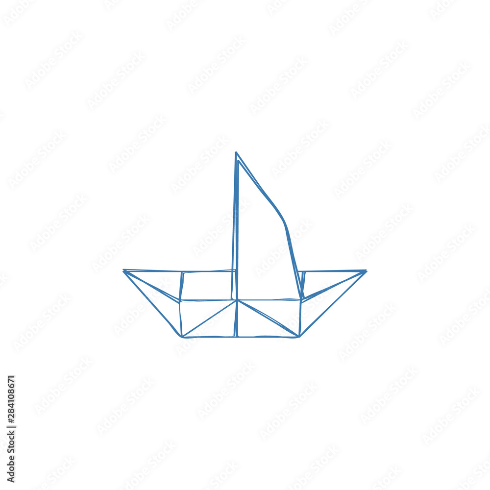 Paper Ship icon, paper marine icon. Yacht, sailboat, boat sign, outline symbol. Blue marine. Hand drawn, sketch design. Paper ship travel, delivery concept. Paper Ship icon, paper marine icon. Yacht, sailboat, boat sign, outline symbol. Blue marine. Hand drawn, sketch design. Paper ship travel, delivery concept.