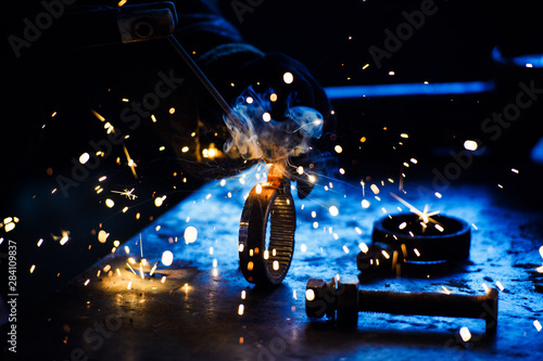 welding steel with sparks © The Len