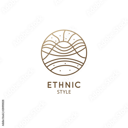 Erupting volcano logo mountain landscape