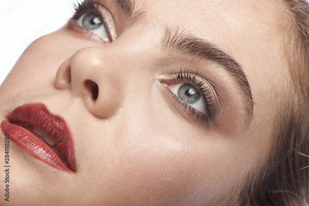 Fototapeta premium beautiful yong fashion beauty model smiling and posing. Cosmetic photo