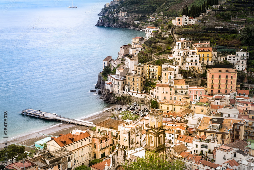 view of Minori village, Amalfi coast italy