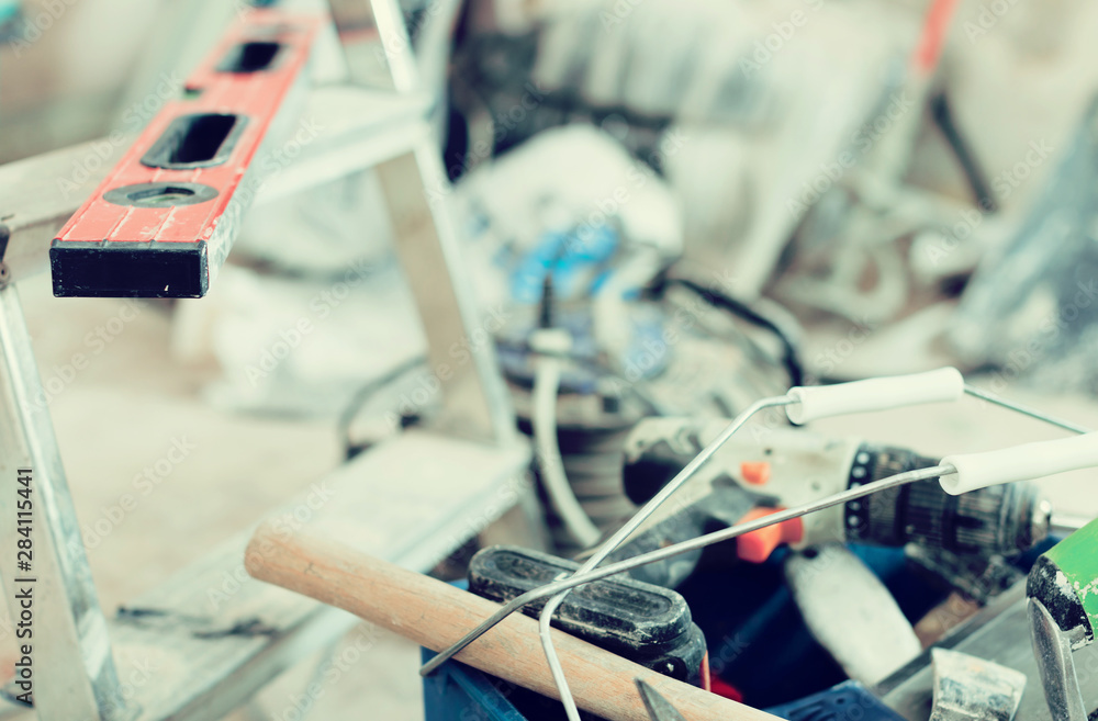 set of construction tools for repairing the premises