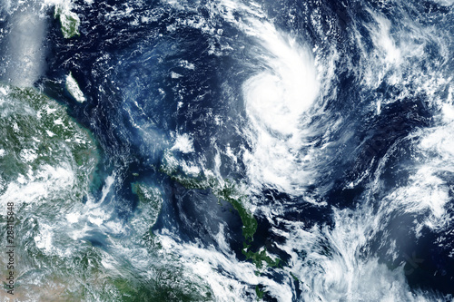 Huge tornado, view from space. From the space station  Elements of this image were furnished by NASA