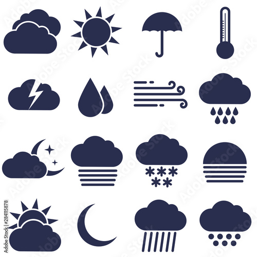 Set of weather icons. Vector forecast icons.