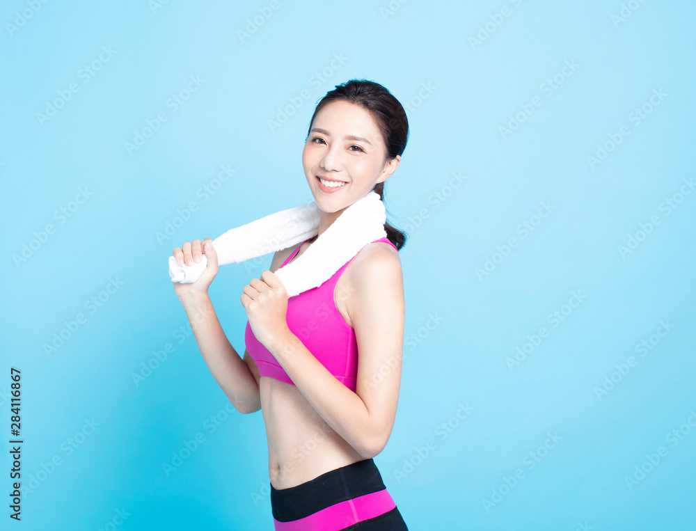 smiling young Fitness woman portrait isolated smiling young Fitness woman portrait isolated