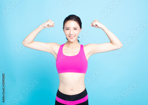 smiling young Fitness woman portrait isolated