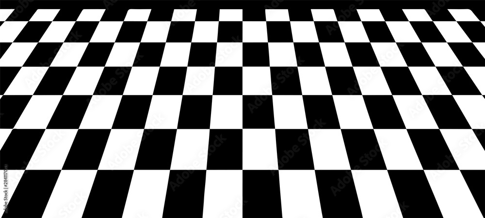 Optical illusion. Abstract 3d black and white background. Chess board. Optical illusion. Abstract 3d black and white background. Chess board.