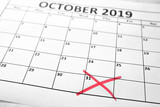 Brexit deadline concept with October sheet of monthly calendar and the date on which England will leave the European Union, October 31st, marked 