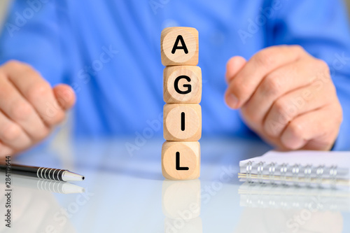 Wallpaper Mural Projektleiter oder Entwicklungsleiter mit dem Schlagwort AGIL auf dem Schreibtisch Torontodigital.ca