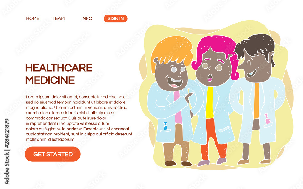 web page design templates for hospital. hand drawing abstract illustration concepts for website and mobile website development