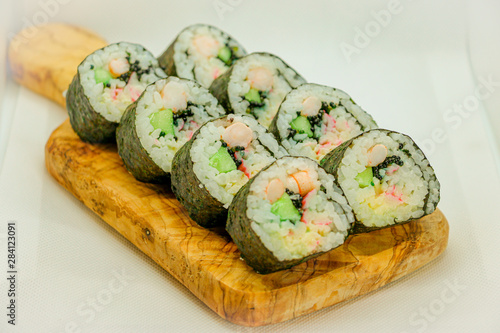 Home made fresh sushi on a plate